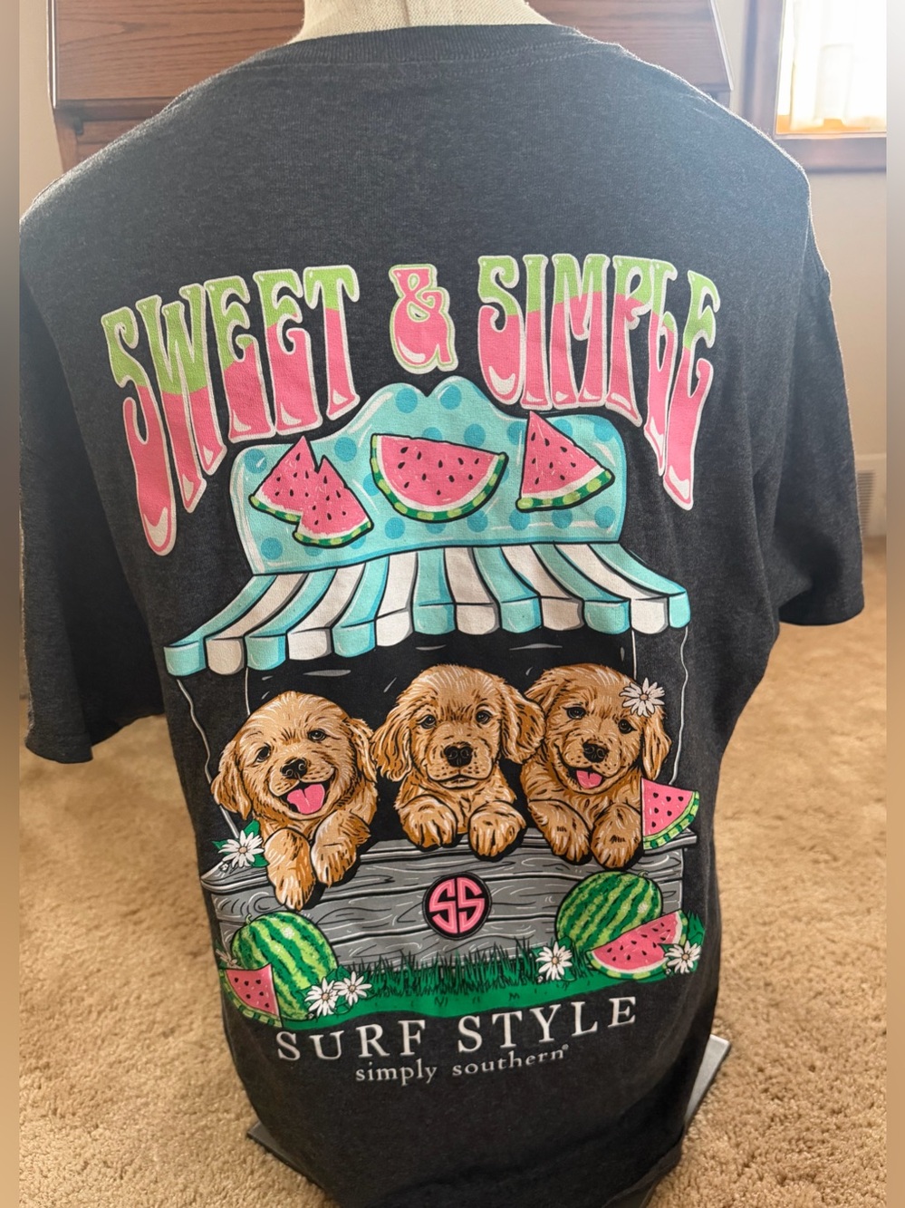 Simply Southern Golden Retriever Watermelon Tshirt Size Large
